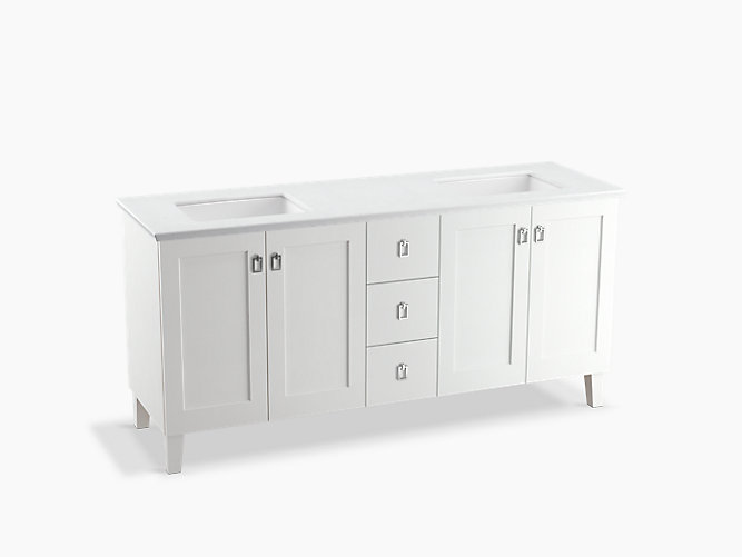 K 99538 Lgsd Poplin 72 Inch Vanity With Legs 4 Doors 3 Drawers